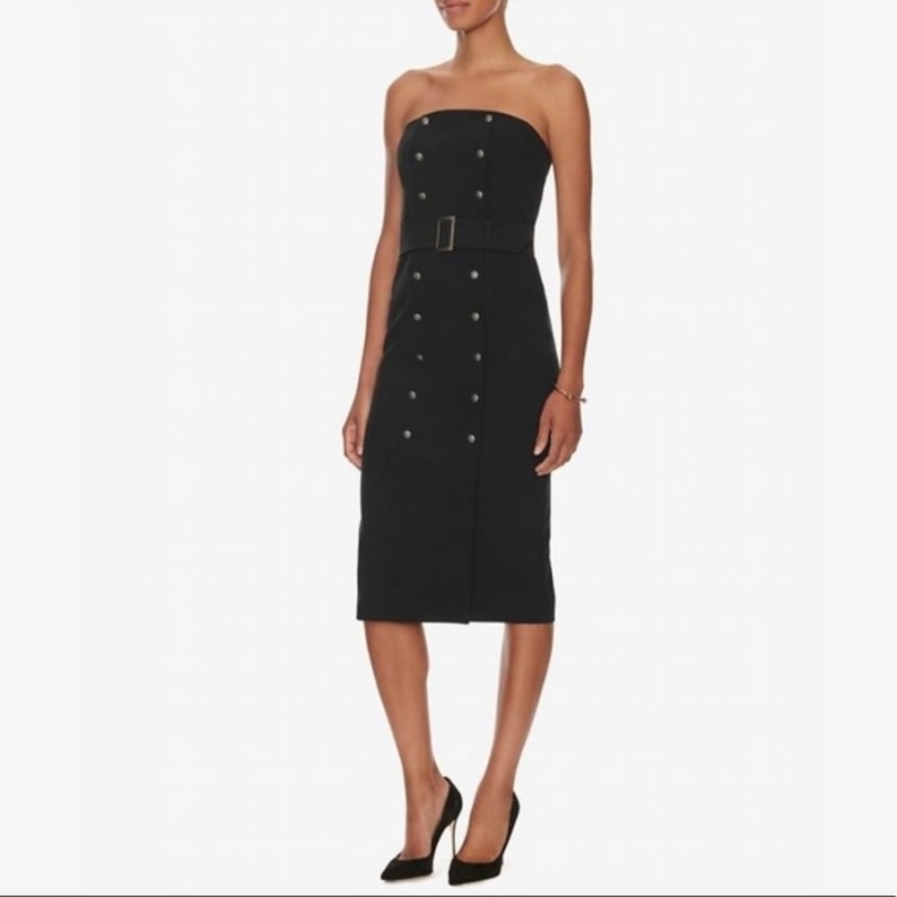 NWT INTERMIX Black Double- Breasted Strapless Blazer Midi Dress Women Sz Large
